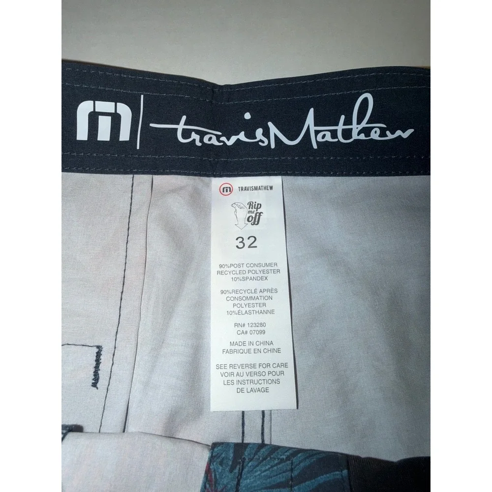 TravisMathew Board Shorts Men 32 Small Blue‎ Nights Party Hearty Tropical NWT